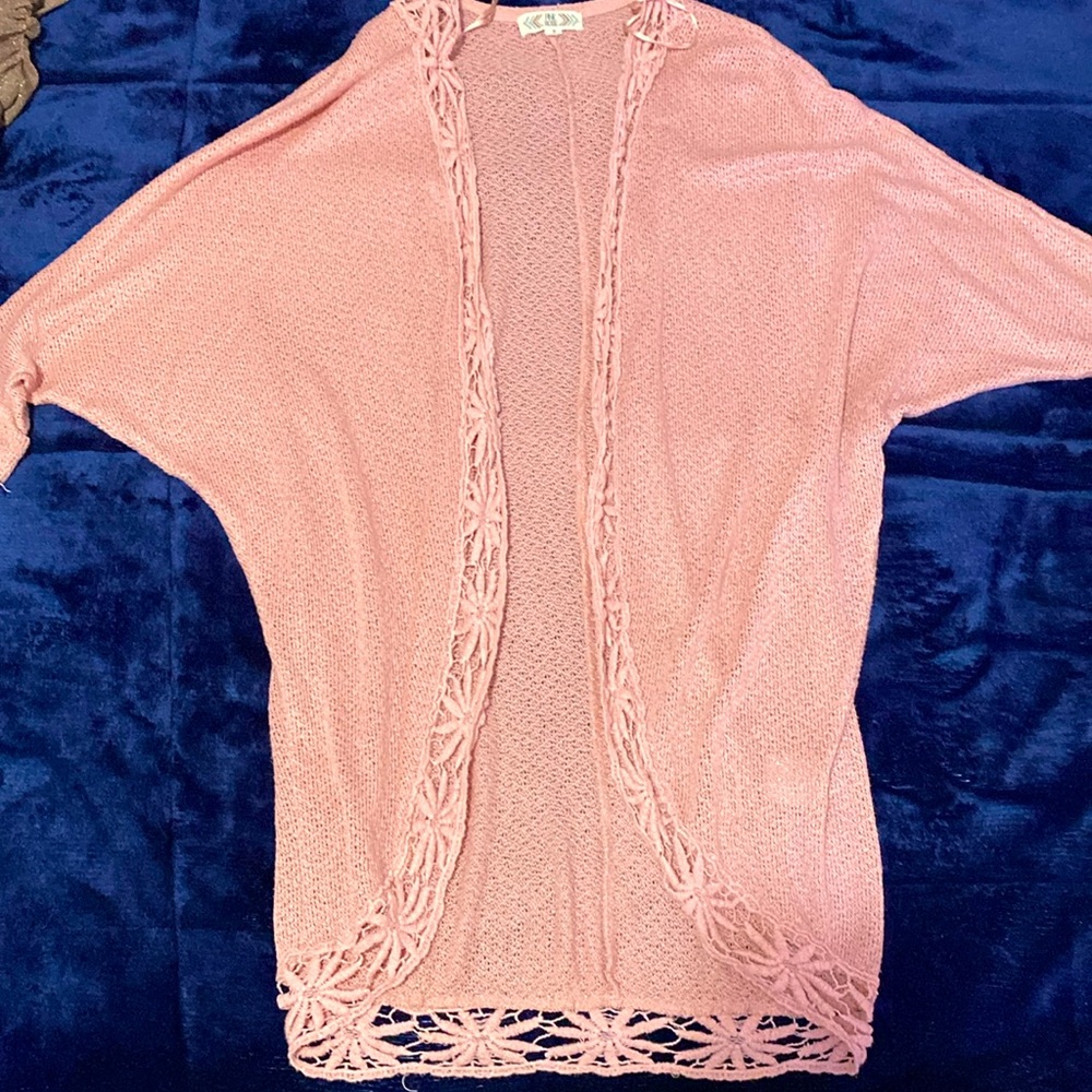 pink loose cardigan
